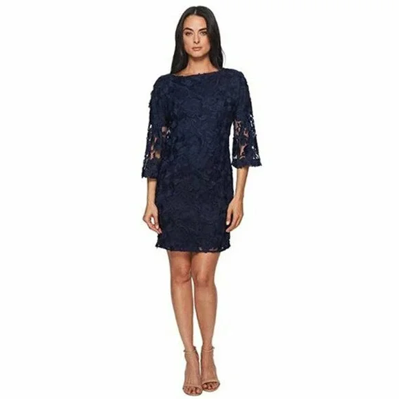 chinese dress ladies Strapless Lace Appliqué Mini Dress by Badgley Mischka main image 0